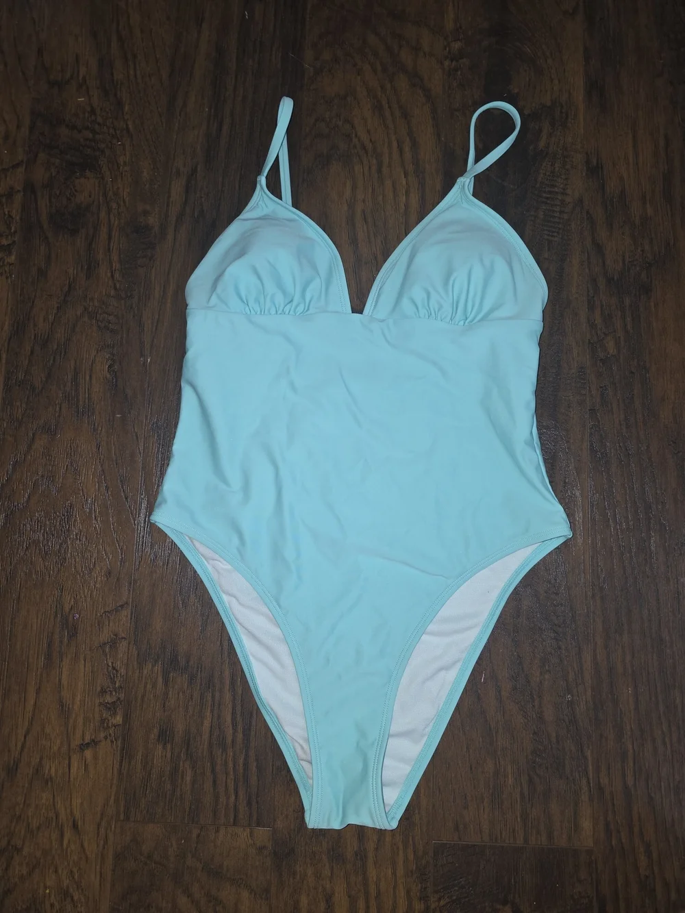 Light Aqua One-Piece Swimsuit with Adjustable Straps